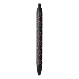 Caneta Preta Caleidoscópio Esmeralda e Rosa