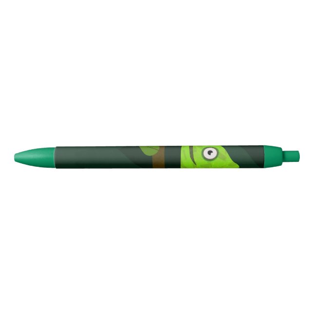 Caneta Preta Camaleão bonito verde (Frente)