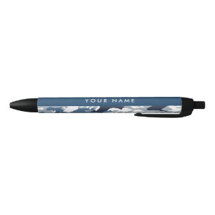 Caneta Preta Camuflagem Azul de Neve de Inverno Personalize seu