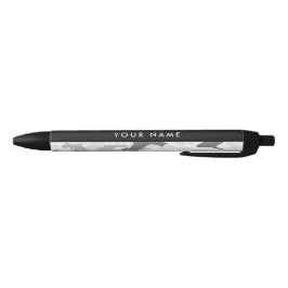 Caneta Preta Camuflagem Cinza Neve de Inverno Personalize seu n