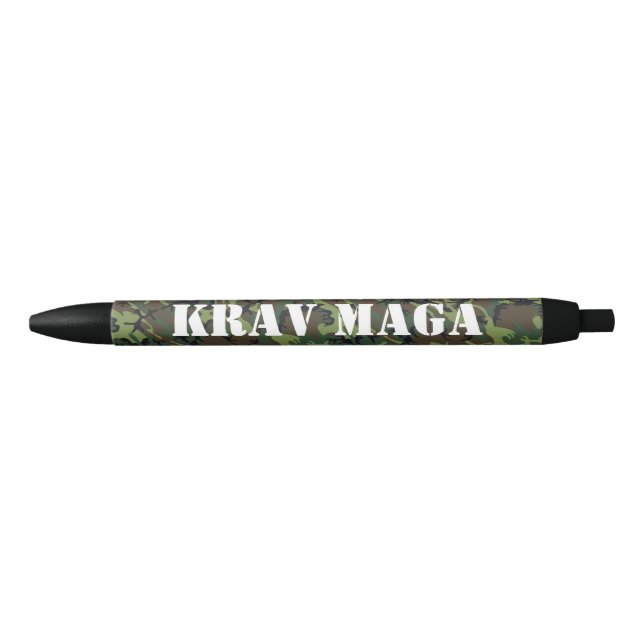 Caneta Preta Camuflagem KravMaga/Texto personalizado (Frente)