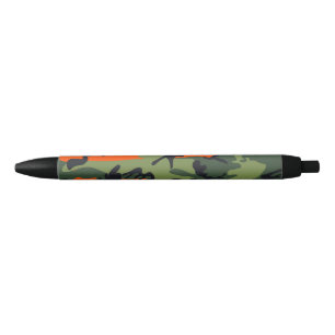 Caneta Preta Camuflagem Laranja e Verde, Militar, Exército