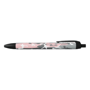 Caneta Preta Camuflagem Rosa e Cinza, Militar, Exército