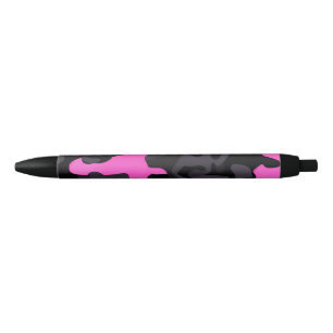 Caneta Preta Camuflagem rosa e preta