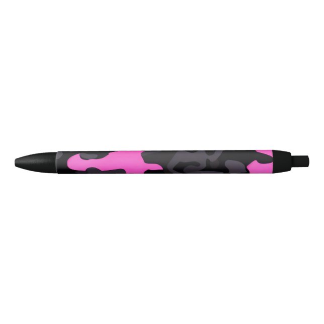 Caneta Preta Camuflagem rosa e preta (Frente)