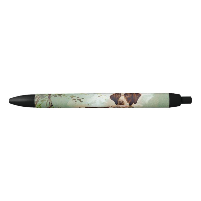 Caneta Preta Cão caçador com pássaro na boca (Frente)