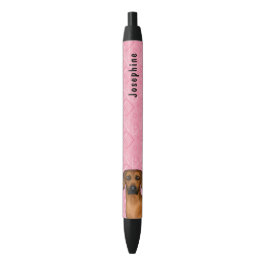 Caneta Preta Cão Rhodesian Ridgeback Em Corações Cor-de-Rosa Co