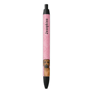 Caneta Preta Cão Rhodesian Ridgeback Em Corações Cor-de-Rosa Co