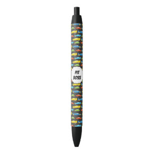 Caneta Preta Carros de Corrida Coloridos em Personalizado Preto