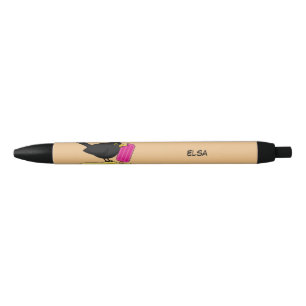 Caneta Preta Cartoon Blackbird Eating Sorvete   Adicione seu no