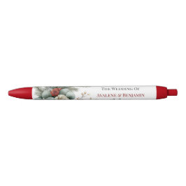 Caneta Preta Casamento de Rosa de Natal Vermelho Branco Floral