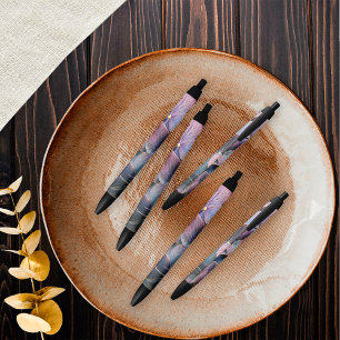 Caneta Preta Chá de Noiva Hortênsias Roxo Lavanda Azul Dourado