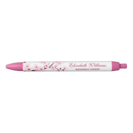 Caneta Preta Cherry Blossomo White Business Rosa