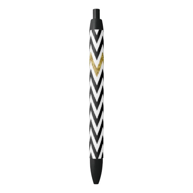Caneta Preta Chevron Glam e preto do ouro (Frente Vertical)