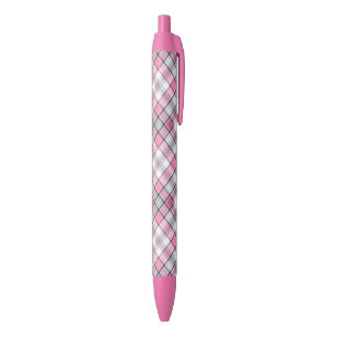 Caneta Preta Chique cor-de-rosa do teste padrão da xadrez
