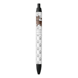 Caneta Preta Chocolate Casaco Chihuahua Cartoon Cão e Nome