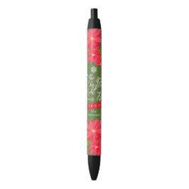Caneta Preta Christmas Poinsettia Green