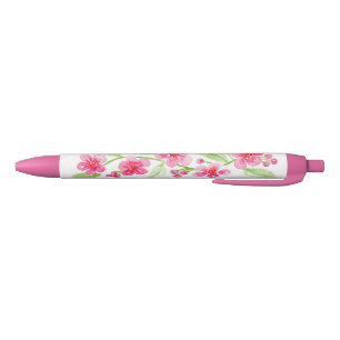 Caneta Preta Chuva de Bebê Nupcial de Flores de Cerejeira em Aq