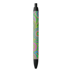Caneta Preta Círculos abstratos em mod retro, verde e laranja-v