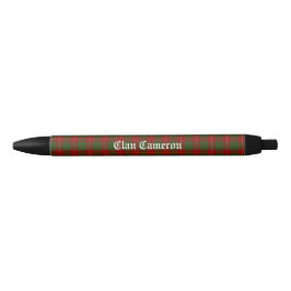 Caneta Preta Clan Cameron Tartan Personalizável