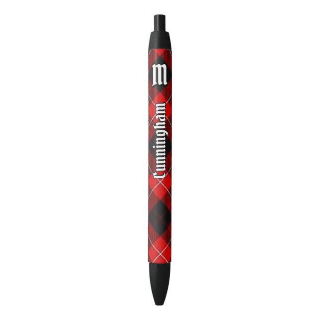 Caneta Preta Clan Cunningham Tartan (Frente Vertical)