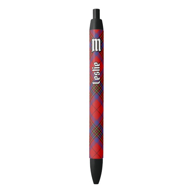 Caneta Preta Clan Leslie Red Tartan (Frente Vertical)