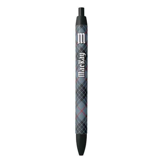 Caneta Preta Clan MacKay Blue Tartan (Frente Vertical)