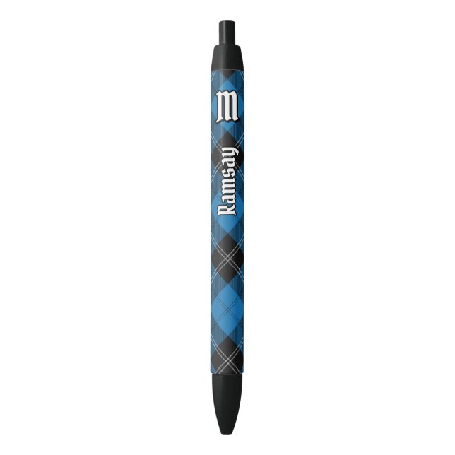 Caneta Preta Clan Ramsay Blue Hunting Tartan (Frente Vertical)