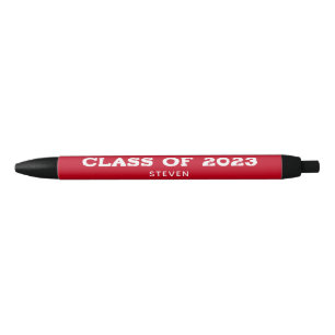 Caneta Preta Classe de 2023 Graduation Red Custom Name (Nome pe