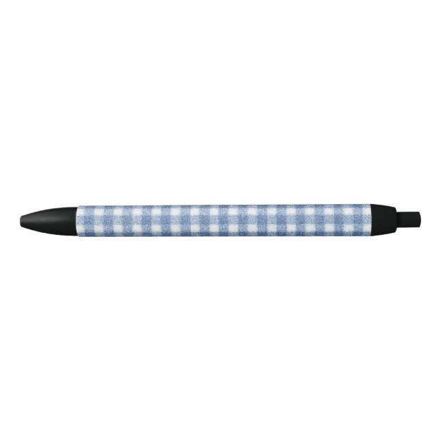 Caneta Preta Classic Blue and White Gingham Check  (Frente)