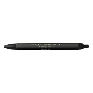 Caneta Preta Clássico Notário Público Preto e Dourado Promocion