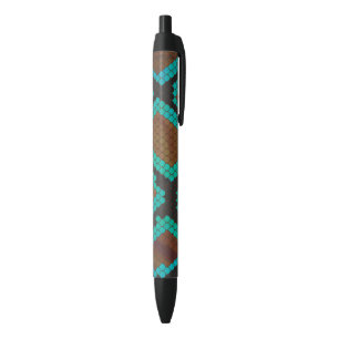 Caneta Preta Cobra Brown e Teal Impressão