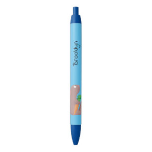 Caneta Preta Coelho bonito sentado com desenho de cenoura