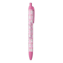 Caneta Preta Coelho Cinzento Rosa Moderno Cuado Fluffy Coelho
