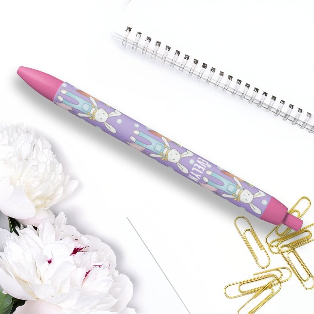 Caneta Preta Coelho de pelúcia com nome personalizado (Criador carregado)