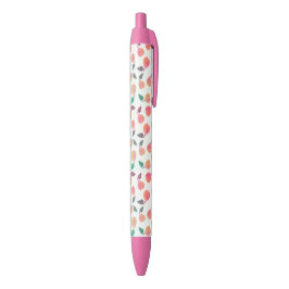 Caneta Preta Coleção Pérolas Douradas Rosa