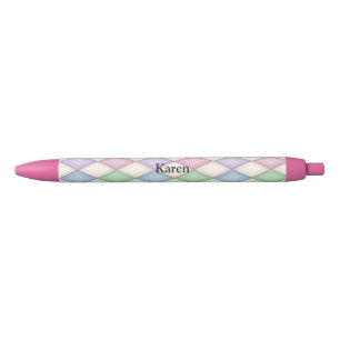 Caneta Preta Colorida Harlequin Diamond Check Personalizada