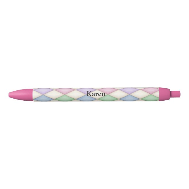 Caneta Preta Colorida Harlequin Diamond Check Personalizada (Frente)