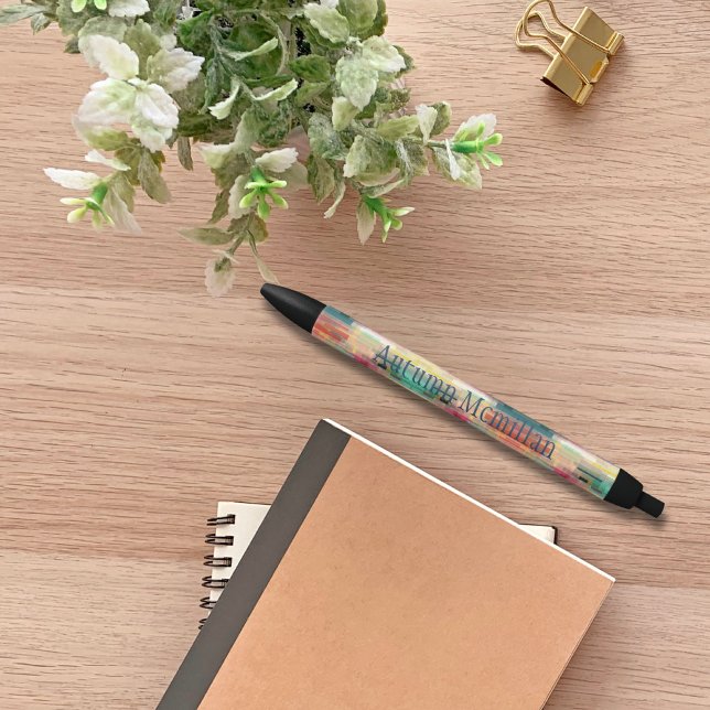 Caneta Preta Colunas de outono Modernas Monograma de Aquarela (Criador carregado)