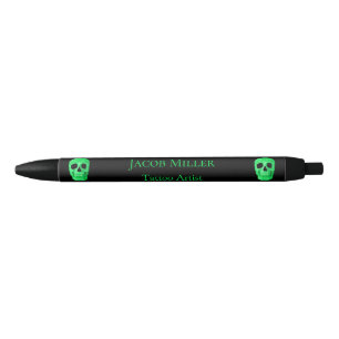 Caneta Preta Compro de Tatuagem Negra Neon Verde com o Crânio