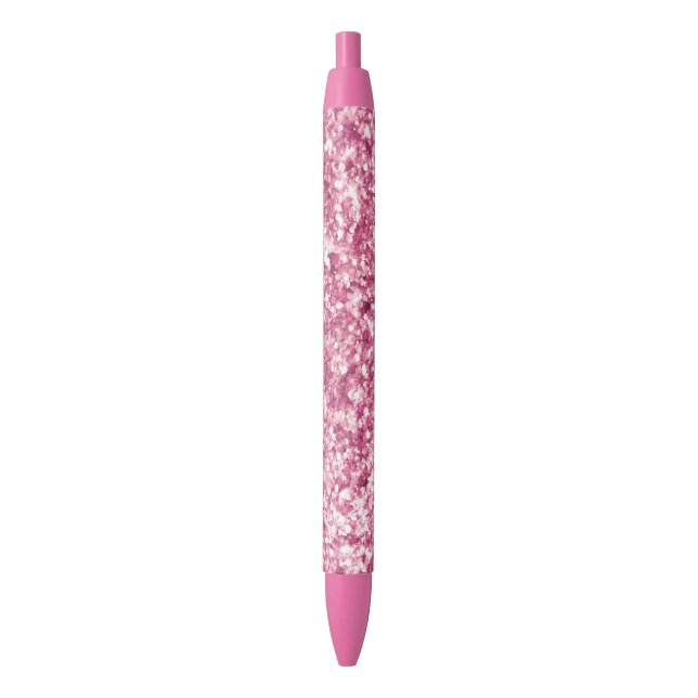 Caneta Preta Confetti Glitter Rosa Girassol (Frente Vertical)