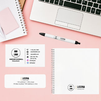 Caneta Preta Cor branca Design simples