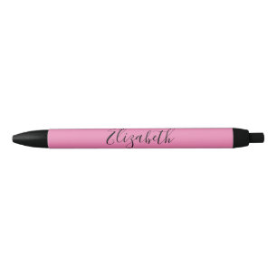 Caneta Preta Cor-de-rosa legante com nome em script preto