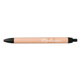 Caneta Preta Cor laranja pastel legal com nome de monograma per