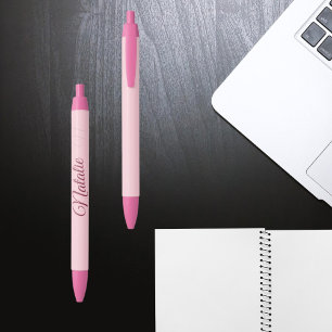 Caneta Preta Cor sólida do rosa Pastel monogrammed