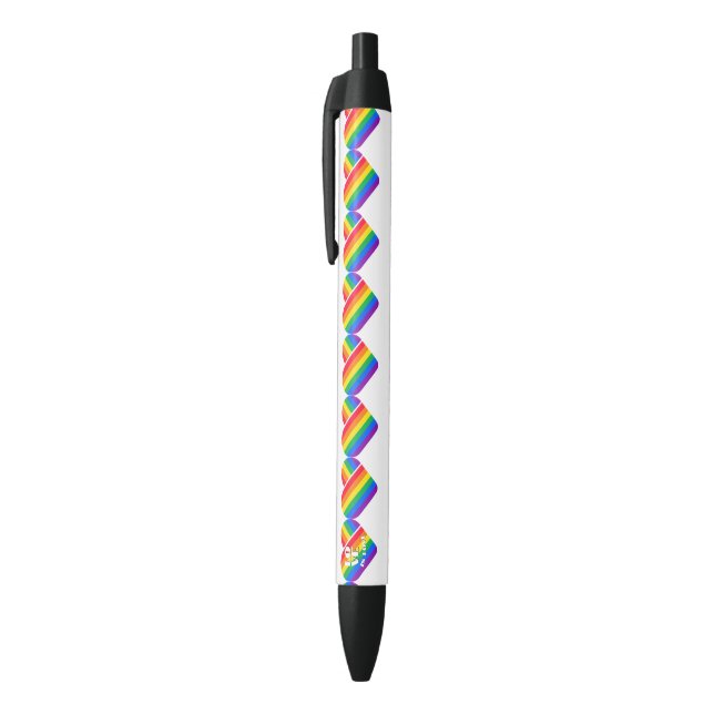 Caneta Preta Coração Arco-íris Orgulho  (Topo (Vertical))