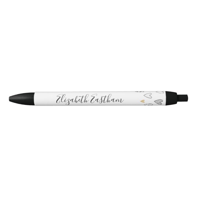 Caneta Preta Coração de Ouro Preto Feminino Letra Feminina (Frente)