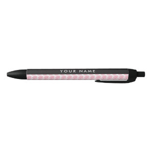 Caneta Preta Corações Rosa, Romântico, Seu Nome, Personalizar