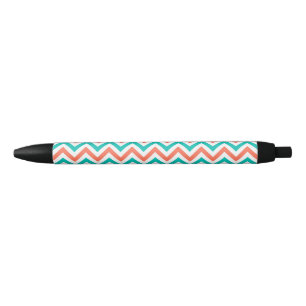 Caneta Preta Coral, cerceta, grande teste padrão de ziguezague