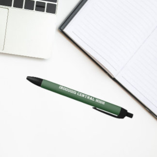 Caneta Preta Cores e Nome da Escola em Verde e Branco